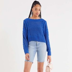 UO Rosie Oversized Blue Plush Sweater